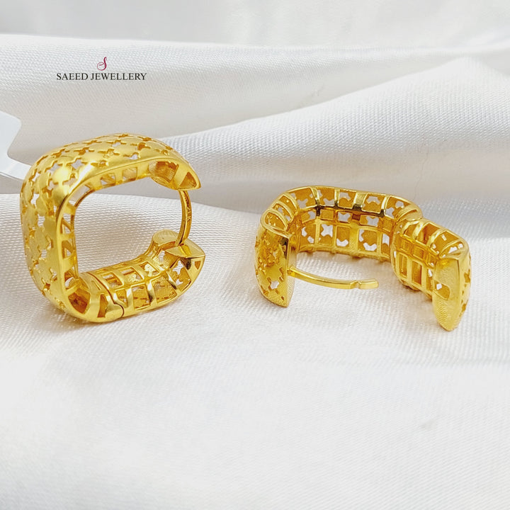 Deluxe Hoop Earrings  Made of 21K Yellow Gold by Saeed Jewelry-21k-earrings-31196