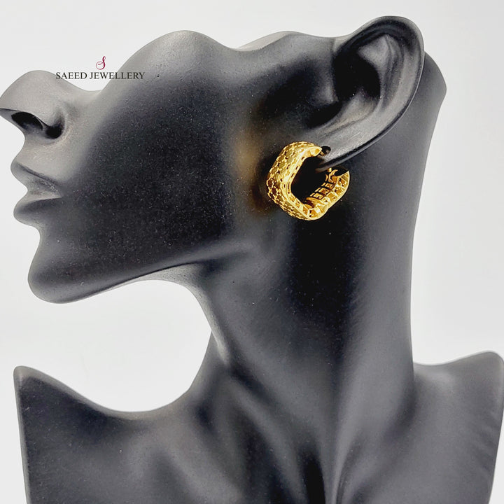 Deluxe Hoop Earrings  Made of 21K Yellow Gold by Saeed Jewelry-21k-earrings-31196