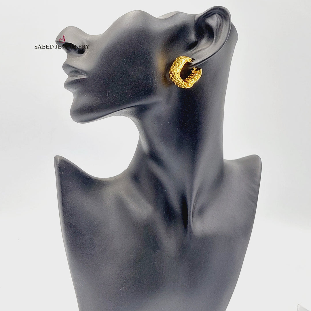 Deluxe Hoop Earrings  Made of 21K Yellow Gold by Saeed Jewelry-21k-earrings-31196