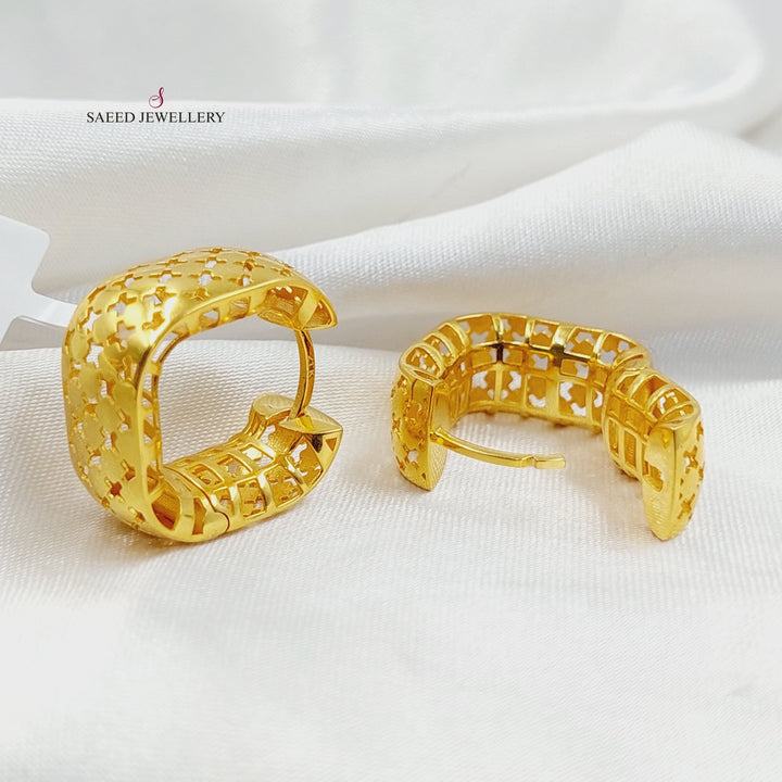 Deluxe Hoop Earrings  Made of 21K Yellow Gold by Saeed Jewelry-21k-earrings-31196