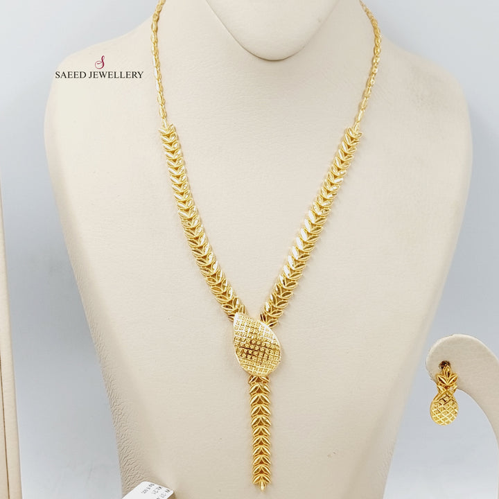 Deluxe Leaf Set  Made Of 21K Yellow Gold Ring Size: <strong> 14 JP/CN | 7 US/CA</strong><br>Bracelet Length: <strong> 20cm</strong><br><br> by Saeed Jewelry-29379