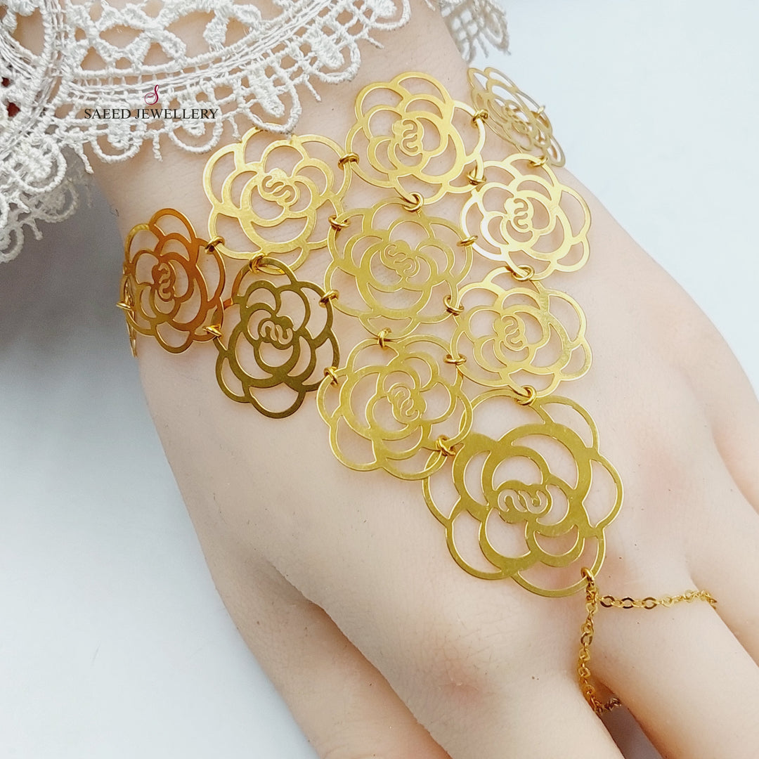 Deluxe Rose Hand Bracelet  Made Of 21K Yellow Gold by Saeed Jewelry-30564