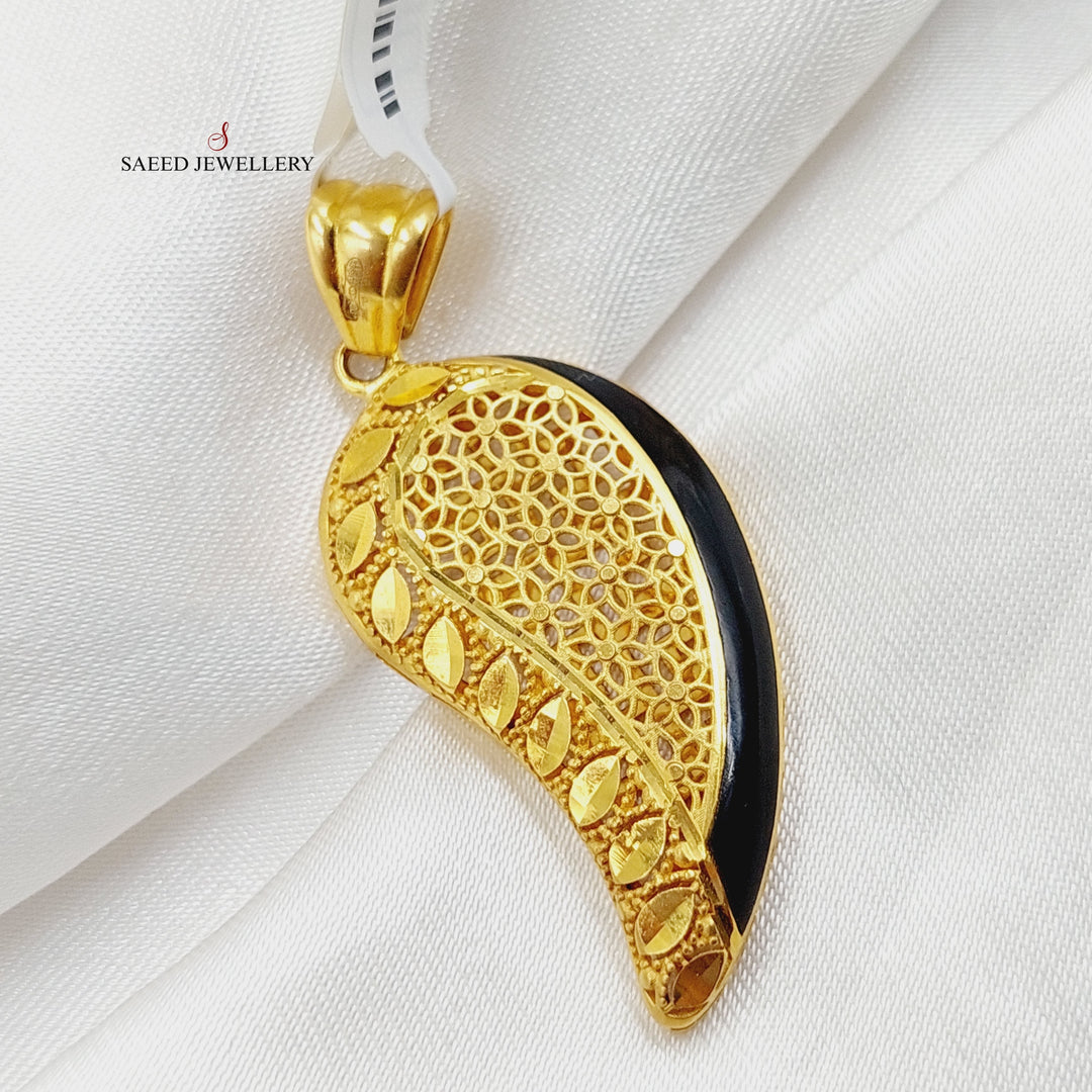 Enameled Almond Pendant  Made Of 21K Yellow Gold by Saeed Jewelry-28982