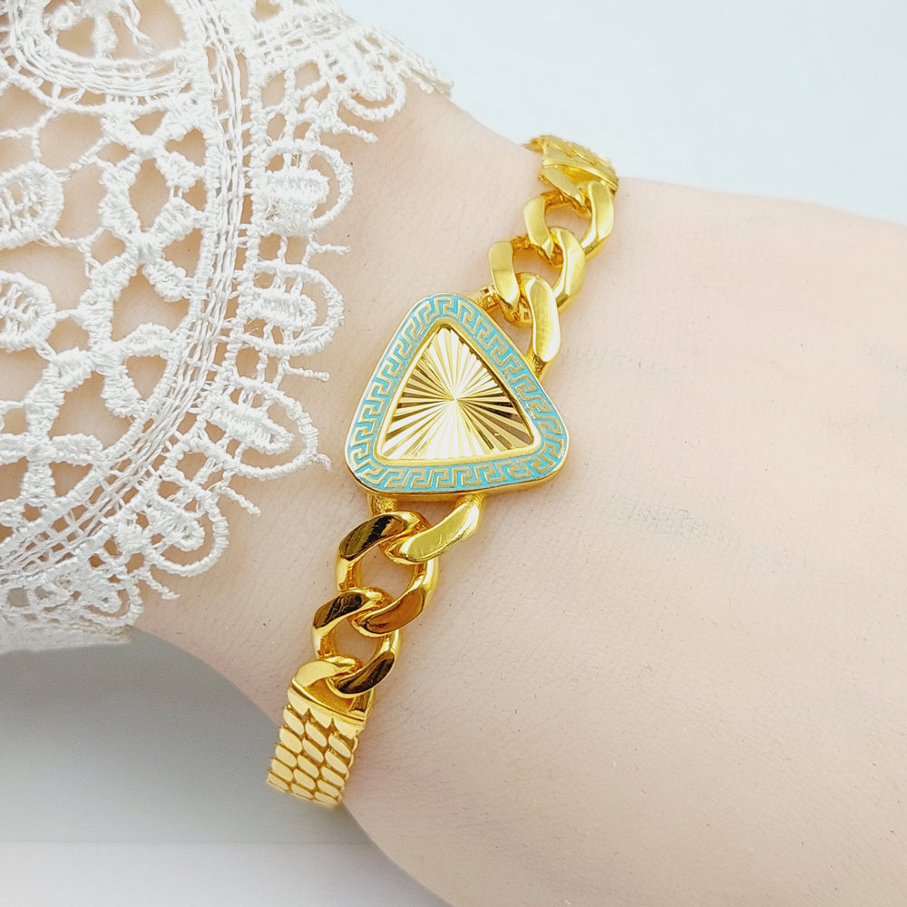 Enameled Cuban Links Bracelet  Made Of 21K Yellow Gold by Saeed Jewelry-28687