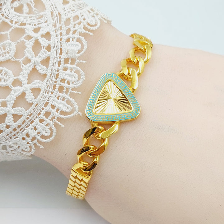 Enameled Cuban Links Bracelet  Made Of 21K Yellow Gold by Saeed Jewelry-28687
