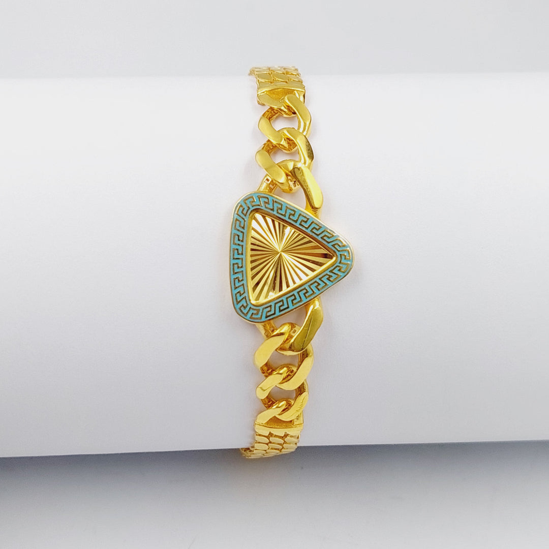 Enameled Cuban Links Bracelet  Made Of 21K Yellow Gold by Saeed Jewelry-28687