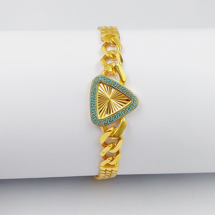 Enameled Cuban Links Bracelet  Made Of 21K Yellow Gold by Saeed Jewelry-28687