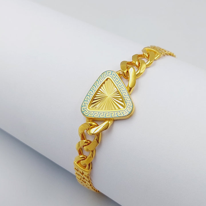 Enameled Cuban Links Bracelet  Made Of 21K Yellow Gold by Saeed Jewelry-28687