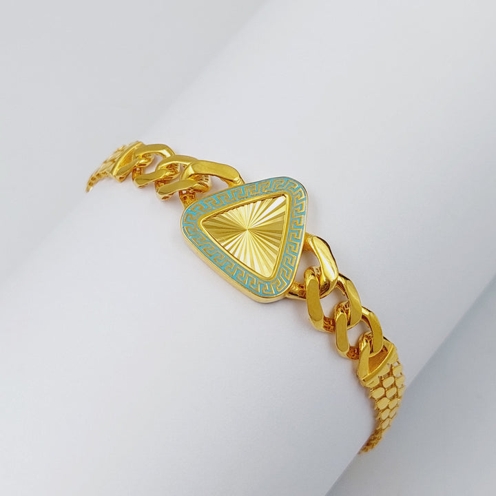 Enameled Cuban Links Bracelet  Made Of 21K Yellow Gold by Saeed Jewelry-28687