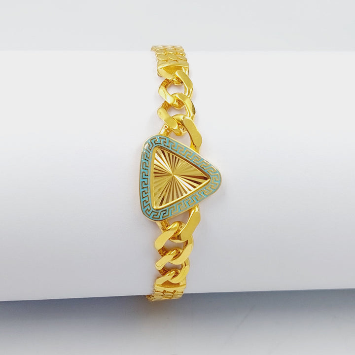 Enameled Cuban Links Bracelet  Made Of 21K Yellow Gold by Saeed Jewelry-28687