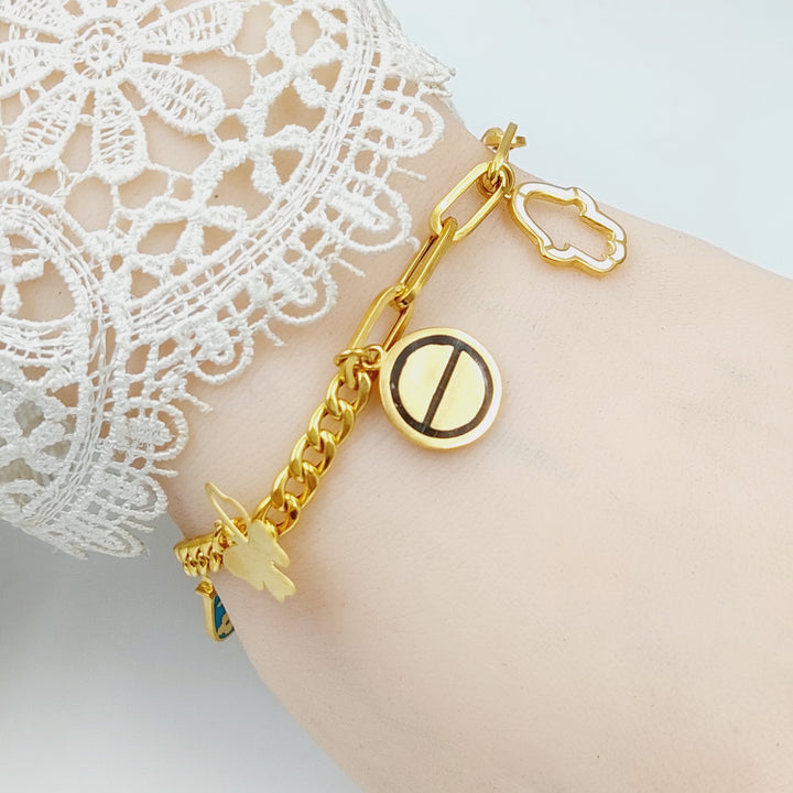 Enameled Cuban Links Bracelet  Made Of 21K Yellow Gold by Saeed Jewelry-28792