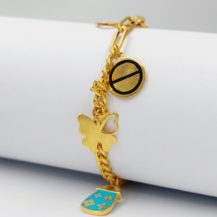 Enameled Cuban Links Bracelet  Made Of 21K Yellow Gold by Saeed Jewelry-28792