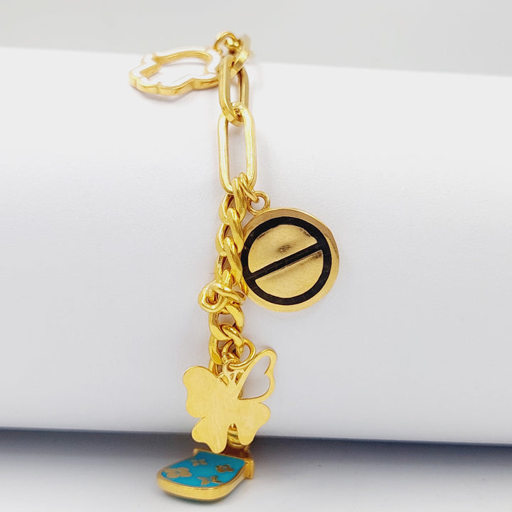 Enameled Cuban Links Bracelet  Made Of 21K Yellow Gold by Saeed Jewelry-28792