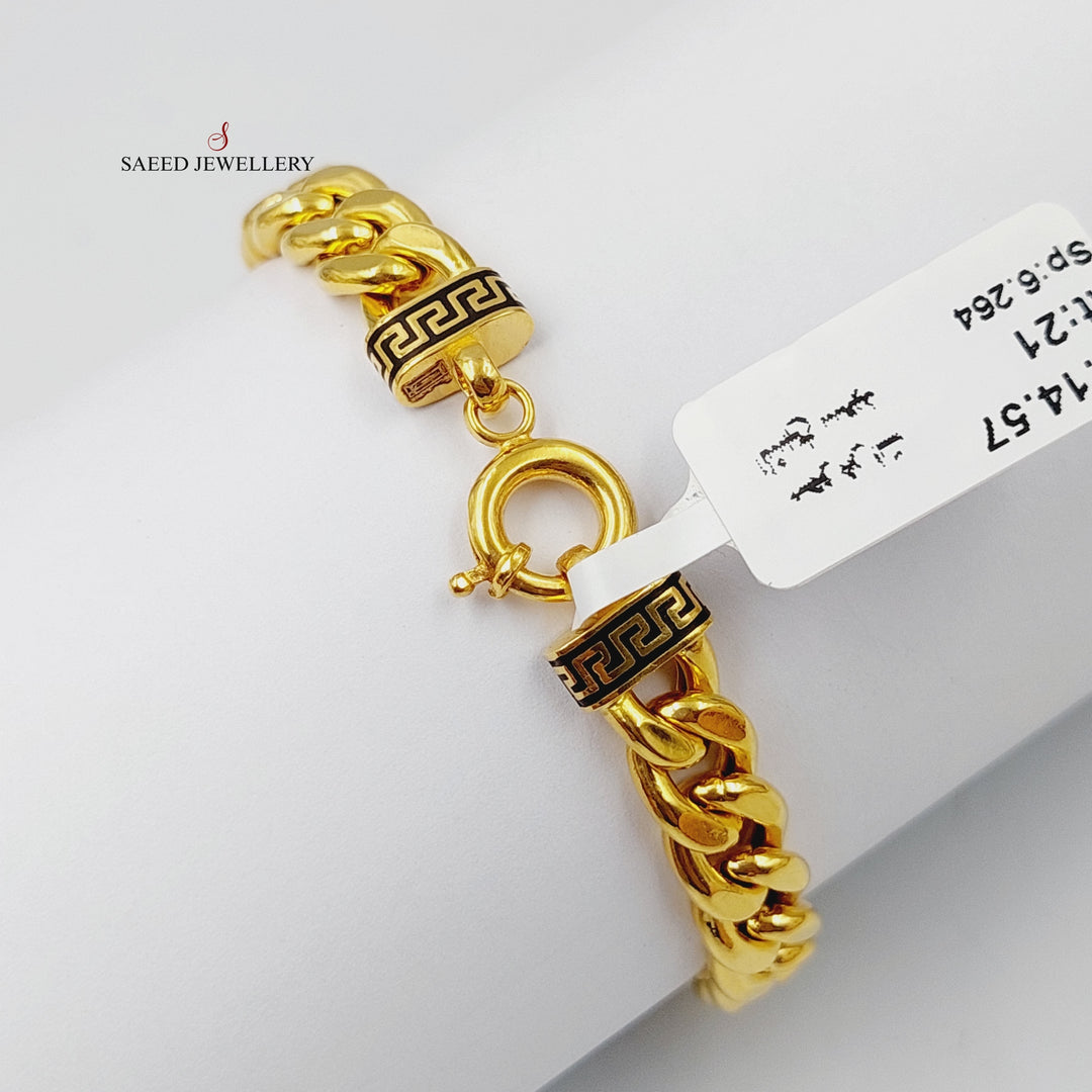 Enameled Cuban Links Bracelet  Made Of 21K Yellow Gold by Saeed Jewelry-28976