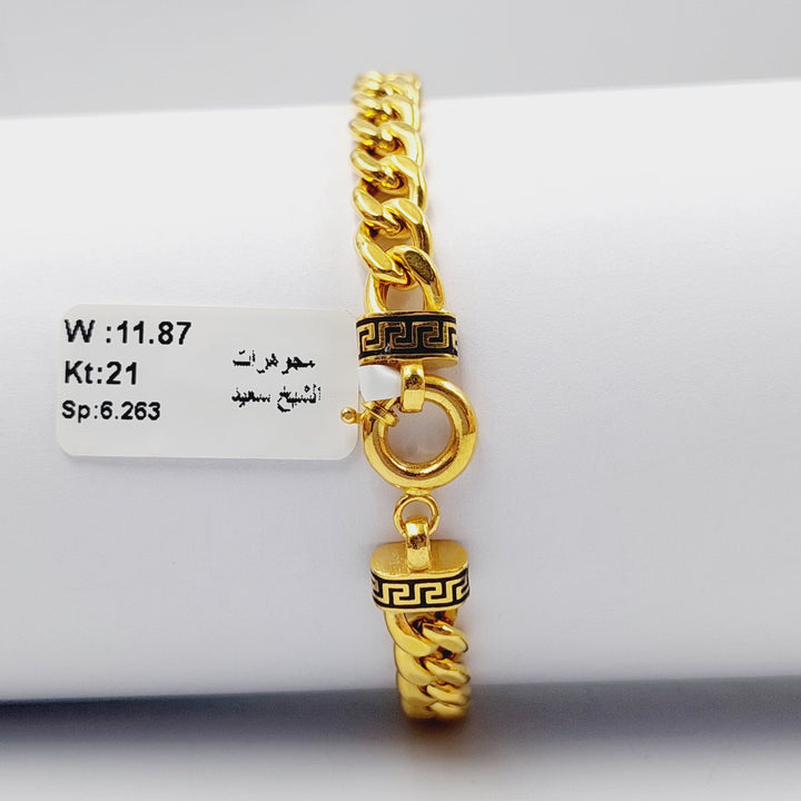 Enameled Cuban Links Bracelet  Made Of 21K Yellow Gold by Saeed Jewelry-28977