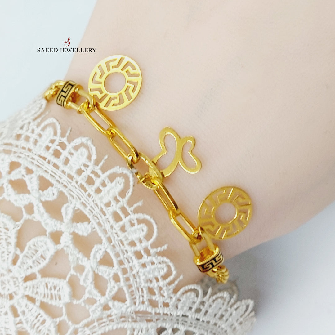 Enameled Cuban Links Bracelet  Made Of 21K Yellow Gold by Saeed Jewelry-28979