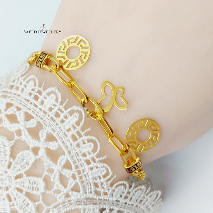 Enameled Cuban Links Bracelet  Made Of 21K Yellow Gold by Saeed Jewelry-28979