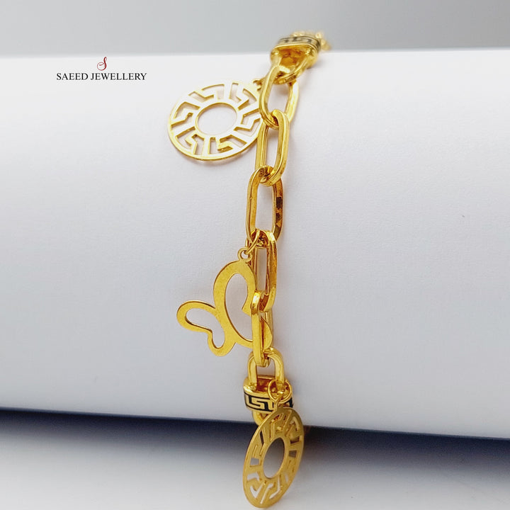 Enameled Cuban Links Bracelet  Made Of 21K Yellow Gold by Saeed Jewelry-28979