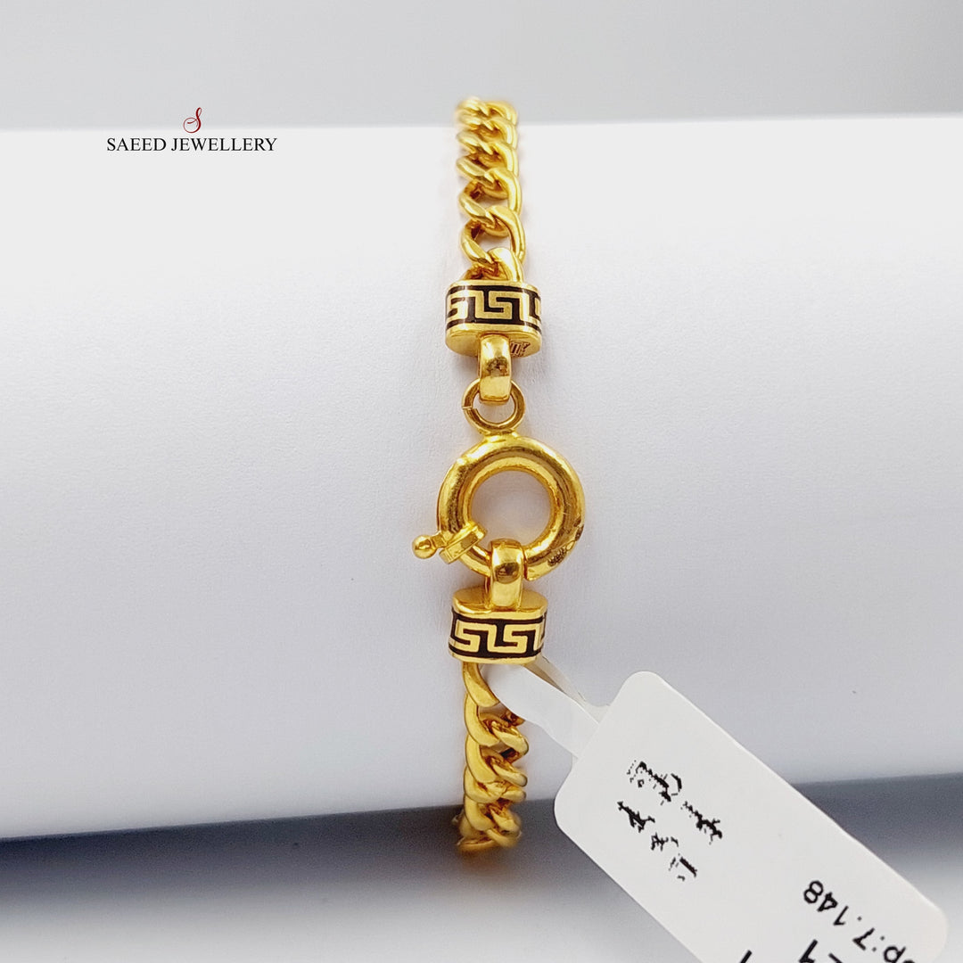 Enameled Cuban Links Bracelet  Made Of 21K Yellow Gold by Saeed Jewelry-28979