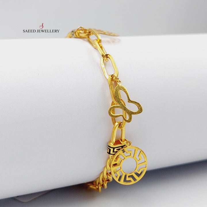 Enameled Cuban Links Bracelet  Made Of 21K Yellow Gold by Saeed Jewelry-28979