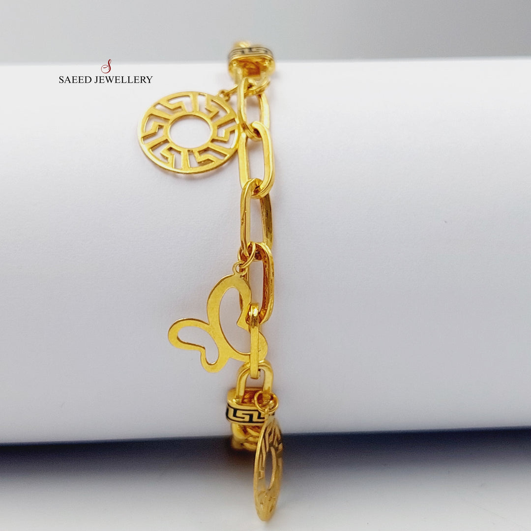 Enameled Cuban Links Bracelet  Made Of 21K Yellow Gold by Saeed Jewelry-28979