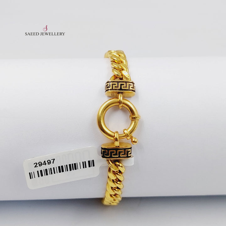 Enameled Cuban Links Bracelet  Made Of 21K Yellow Gold by Saeed Jewelry-29497