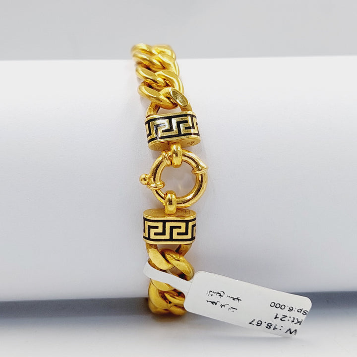 Enameled Cuban Links Bracelet  Made Of 21K Yellow Gold by Saeed Jewelry-30243