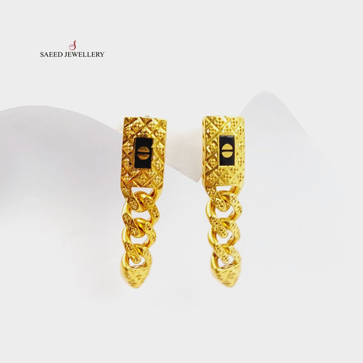 Enameled Cuban Links Earrings  Made Of 21K Yellow Gold by Saeed Jewelry-29283