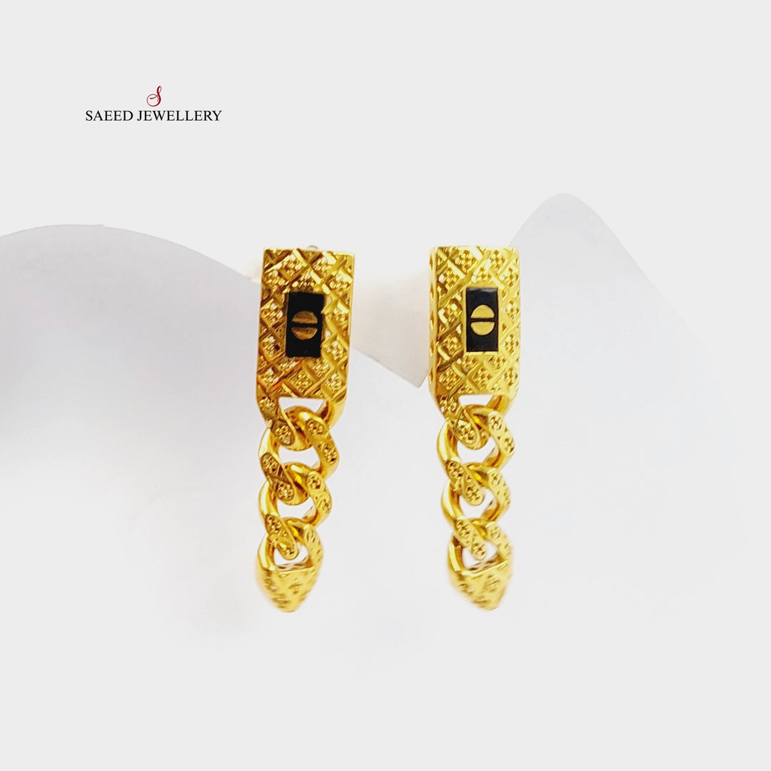 Enameled Cuban Links Earrings  Made Of 21K Yellow Gold by Saeed Jewelry-29283