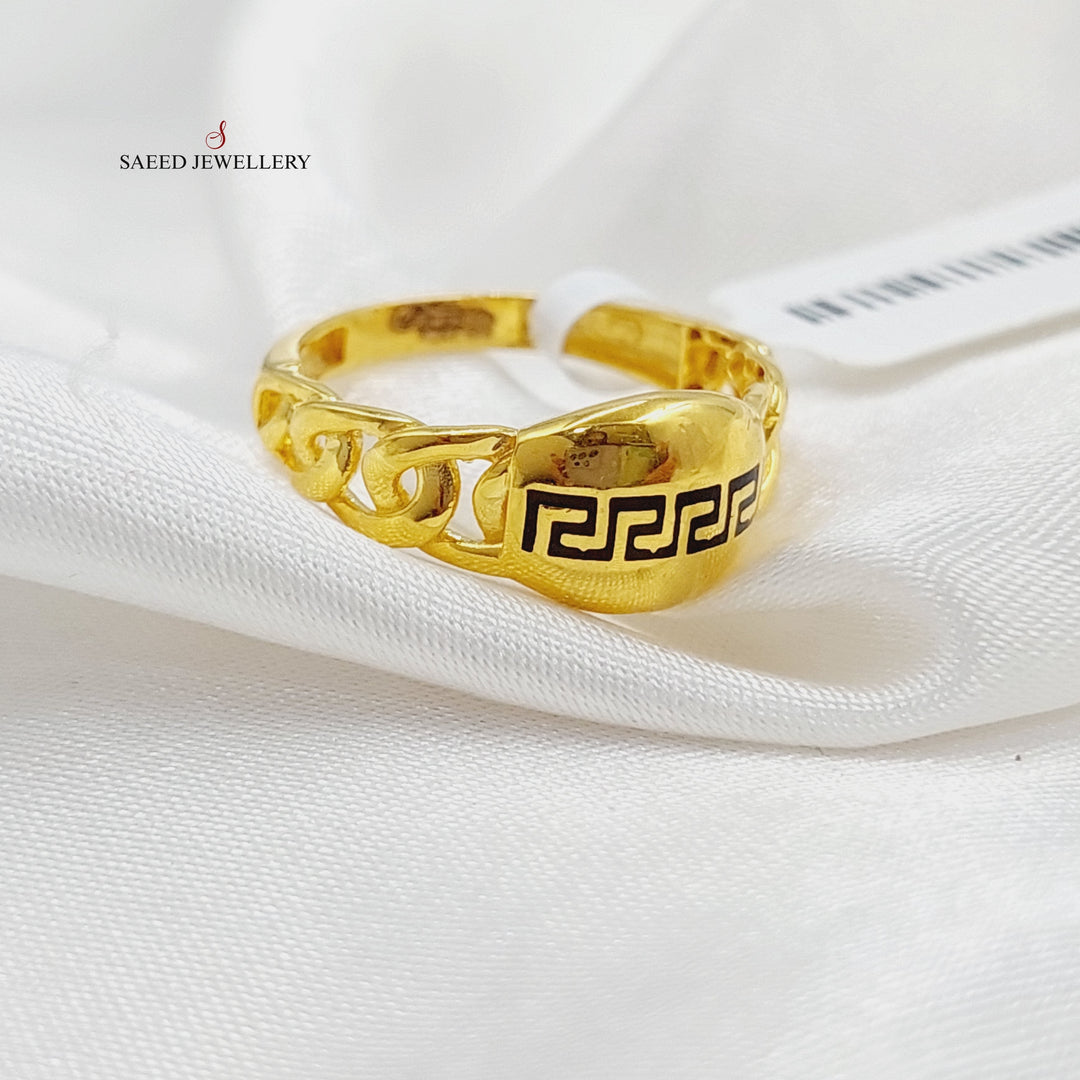 Enameled Cuban Links Ring Made Of 21K Yellow Gold by Saeed Jewelry-27584