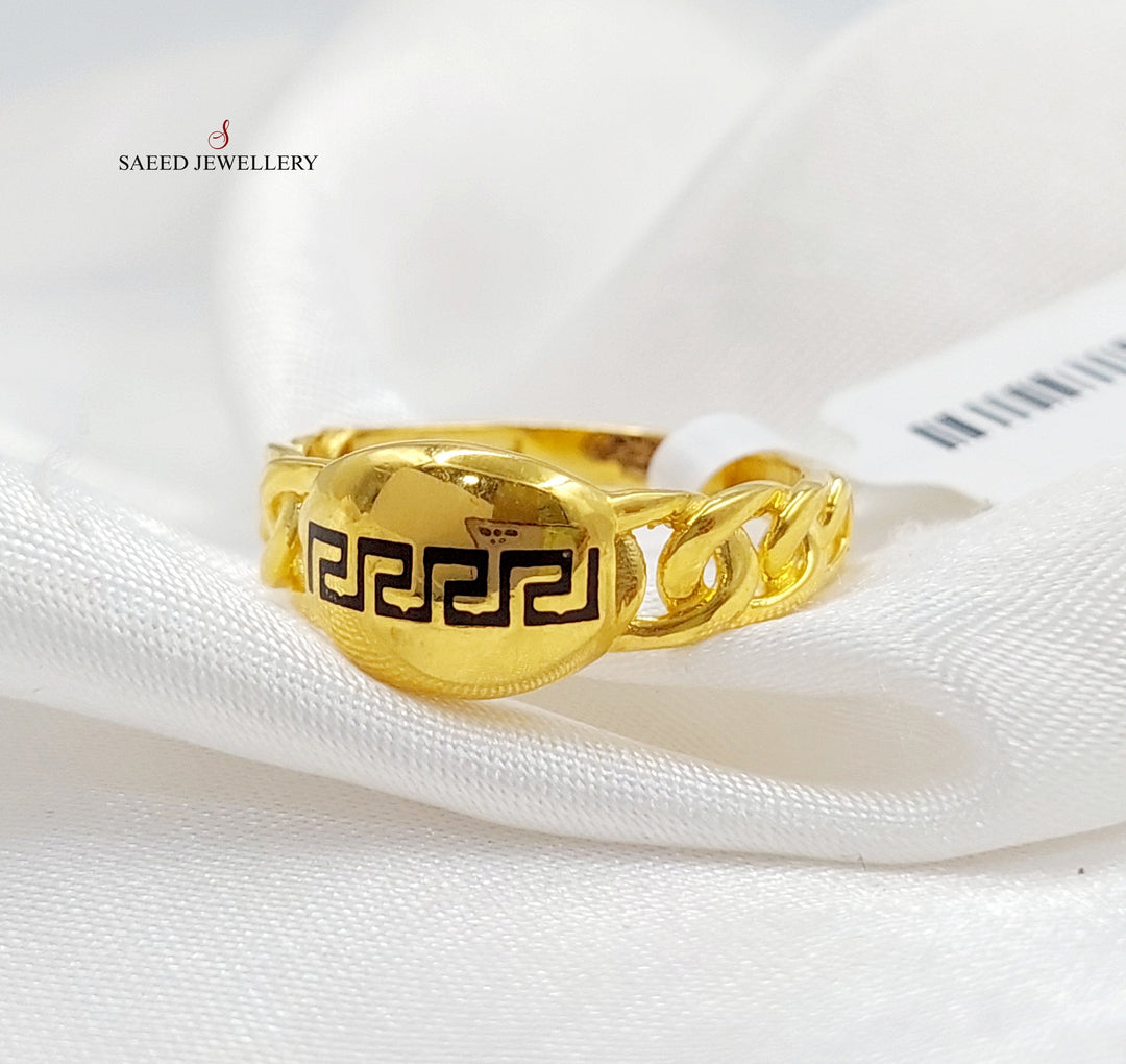 Enameled Cuban Links Ring Made Of 21K Yellow Gold by Saeed Jewelry-27584