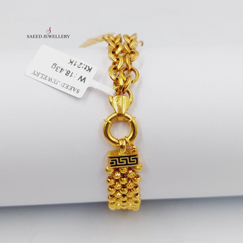 Enameled Dandash Bracelet  Made of 21K Yellow Gold by Saeed Jewelry-21k-bracelet-31185