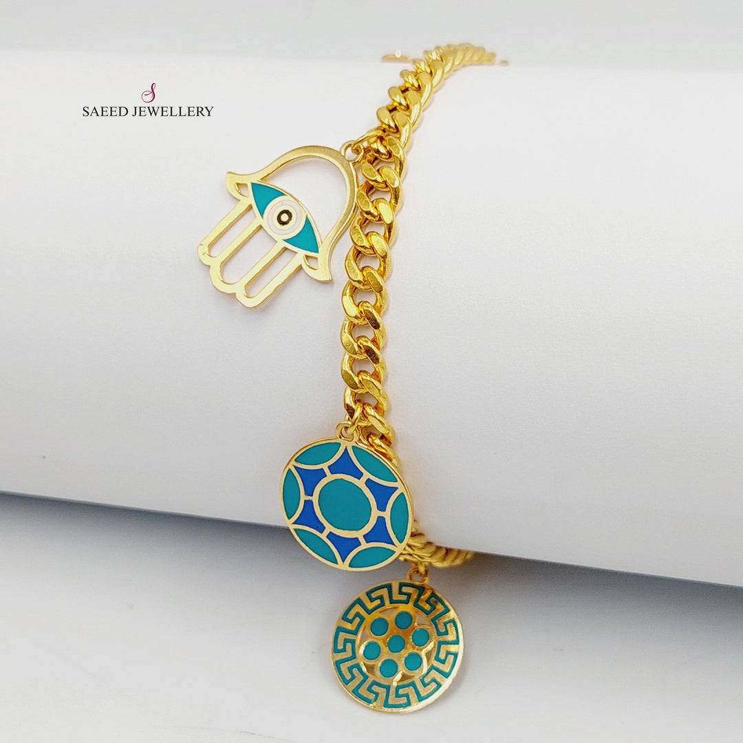 Enameled Dandash Bracelet  Made of 21K Yellow Gold by Saeed Jewelry-30838