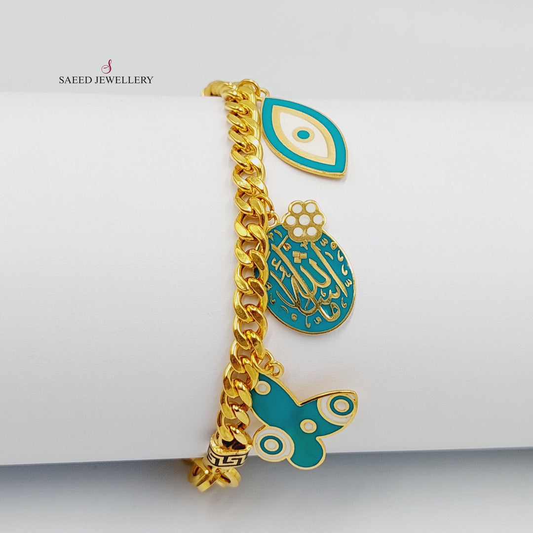 Enameled Dandash Bracelet  Made of 21K Yellow Gold by Saeed Jewelry-30840