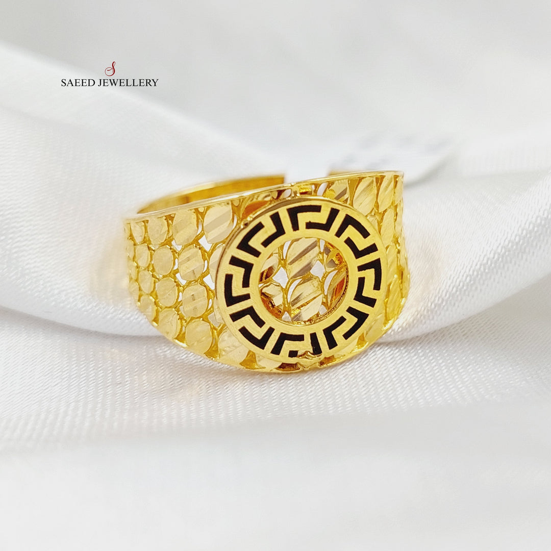 Enameled Deluxe Ring  Made Of 21K Yellow Gold by Saeed Jewelry-28919