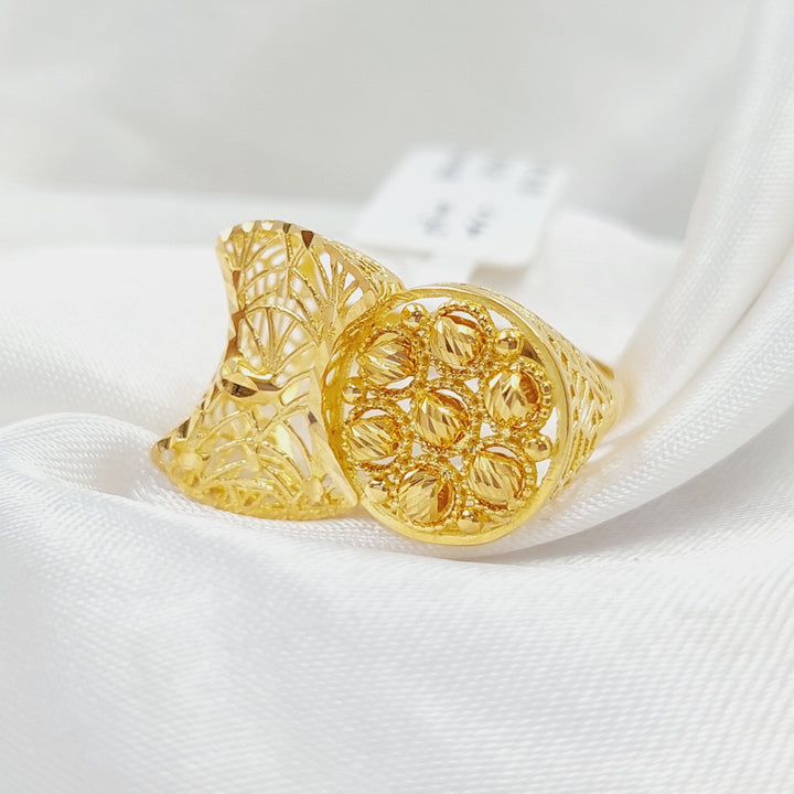 Enameled Engraved Ring Made Of 21K Yellow Gold by Saeed Jewelry-28496