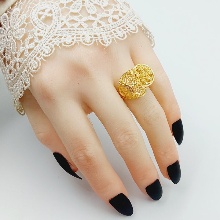 Enameled Engraved Ring Made Of 21K Yellow Gold by Saeed Jewelry-28496