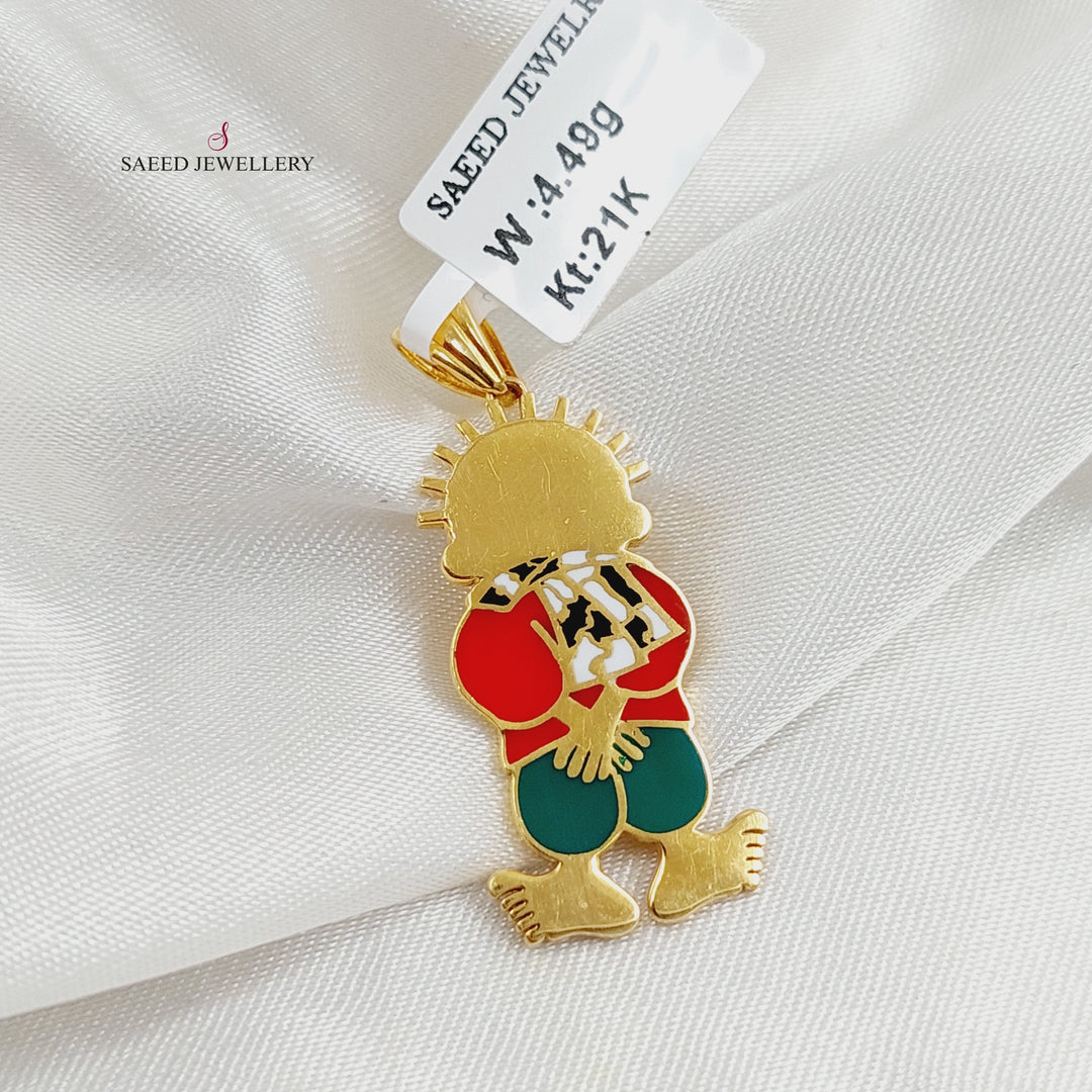 Enameled Handalah Pendant  Made of 21K Yellow Gold by Saeed Jewelry-30820