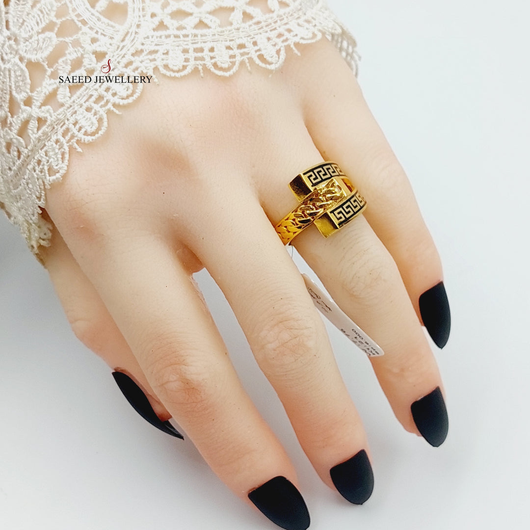 Enameled Hexa Ring Made Of 21K Yellow Gold by Saeed Jewelry-28494