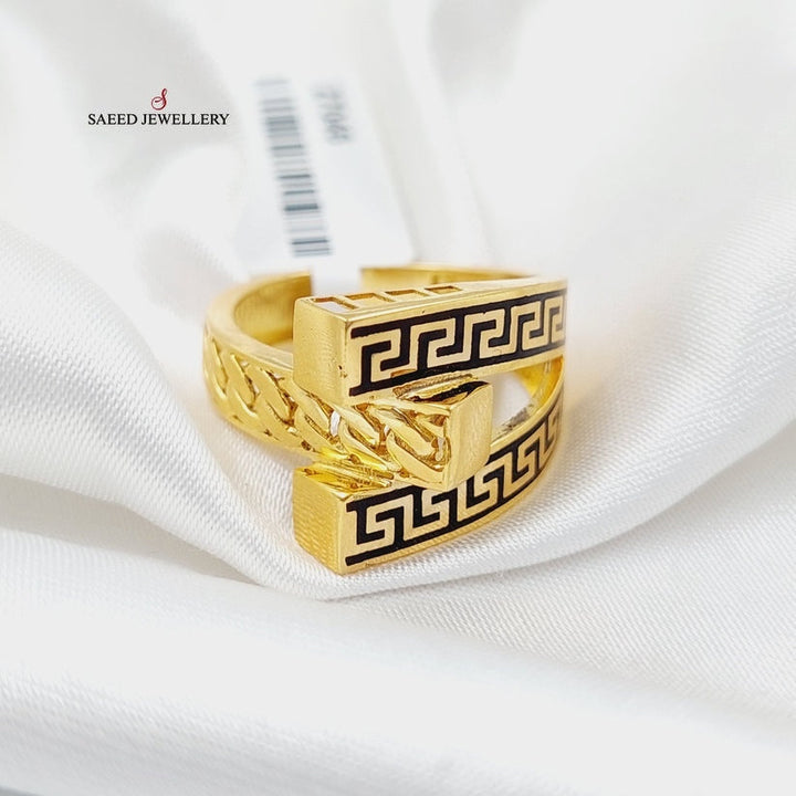 Enameled Hexa Ring Made Of 21K Yellow Gold by Saeed Jewelry-28494