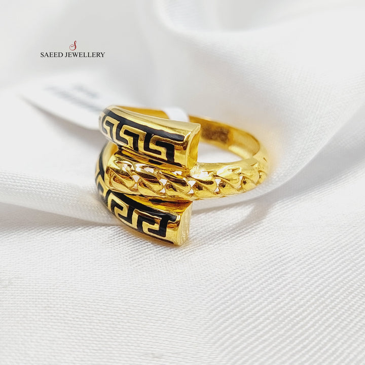 Enameled Hexa Ring  Made Of 21K Yellow Gold by Saeed Jewelry-29106