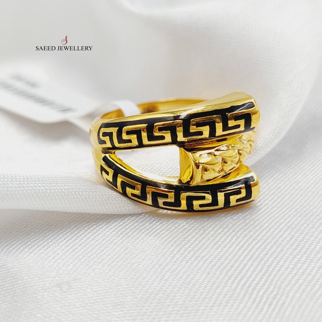 Enameled Hexa Ring  Made Of 21K Yellow Gold by Saeed Jewelry-29106