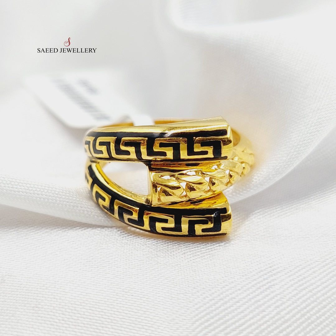 Enameled Hexa Ring  Made Of 21K Yellow Gold by Saeed Jewelry-29106