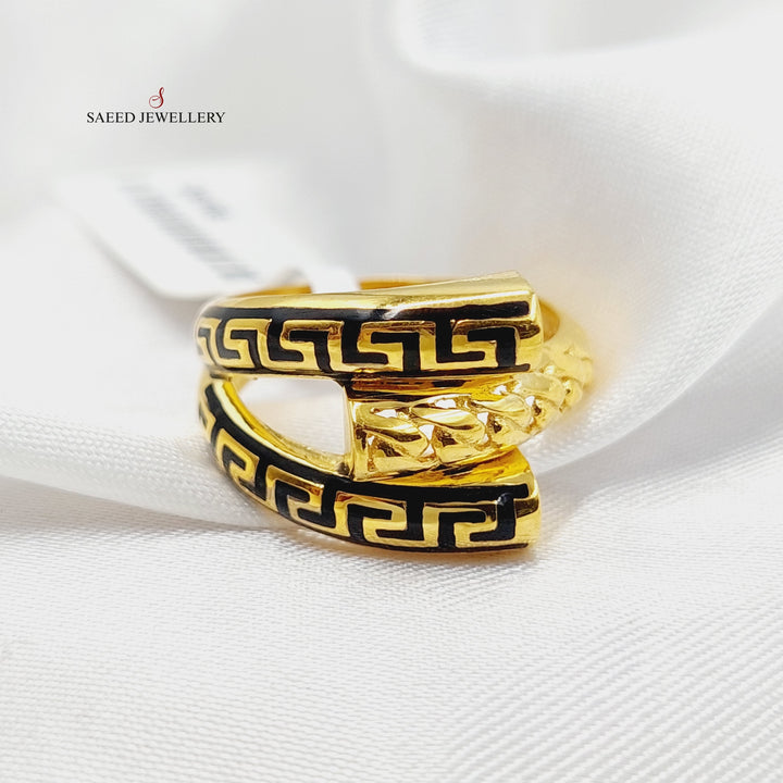 Enameled Hexa Ring  Made Of 21K Yellow Gold by Saeed Jewelry-29106