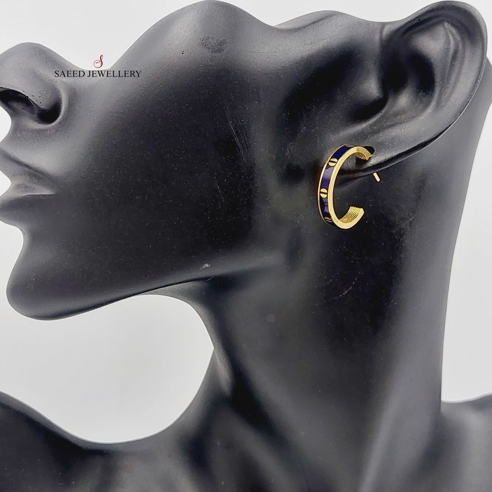 Enameled Hoop Earrings Made Of 21K Yellow Gold by Saeed Jewelry-28348