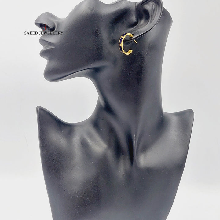 Enameled Hoop Earrings Made Of 21K Yellow Gold by Saeed Jewelry-28348