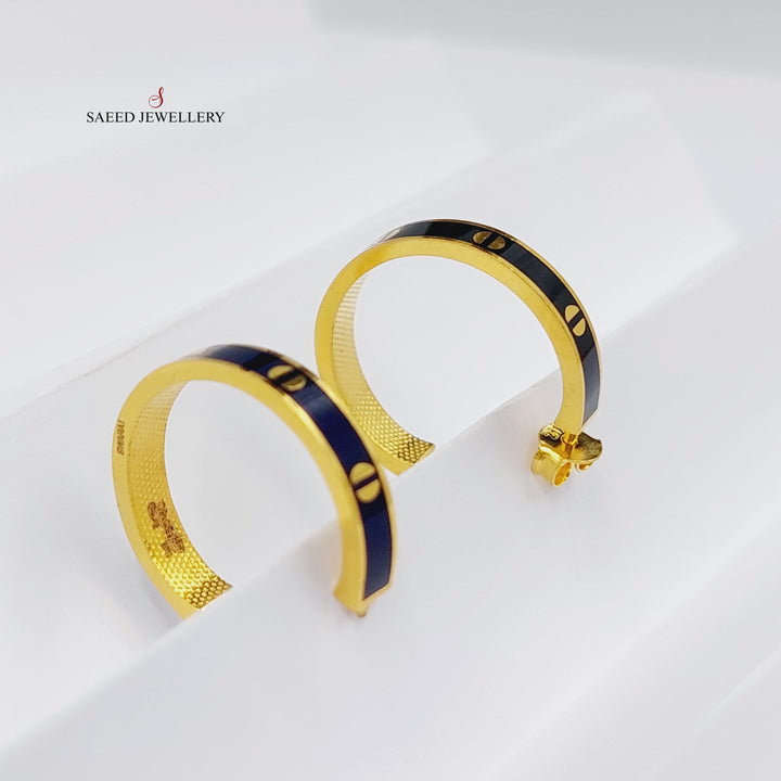 Enameled Hoop Earrings Made Of 21K Yellow Gold by Saeed Jewelry-28348