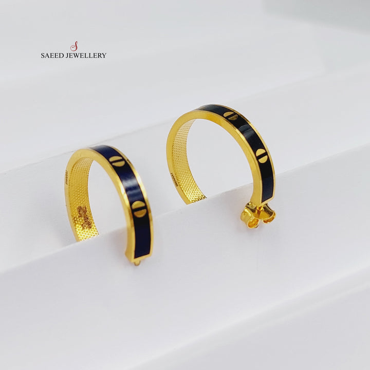 Enameled Hoop Earrings Made Of 21K Yellow Gold by Saeed Jewelry-28348