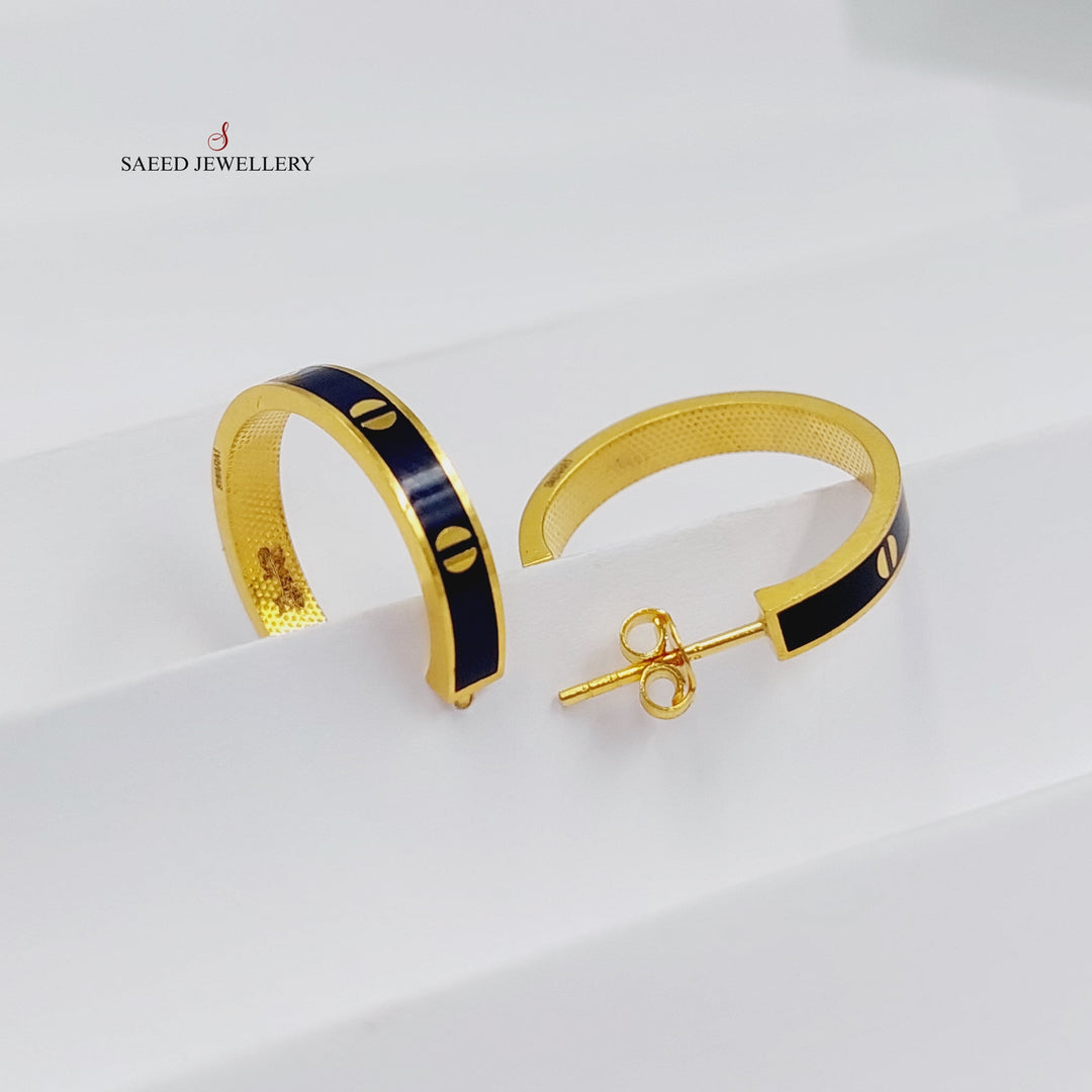 Enameled Hoop Earrings Made Of 21K Yellow Gold by Saeed Jewelry-28348