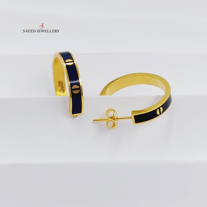 Enameled Hoop Earrings Made Of 21K Yellow Gold by Saeed Jewelry-28348